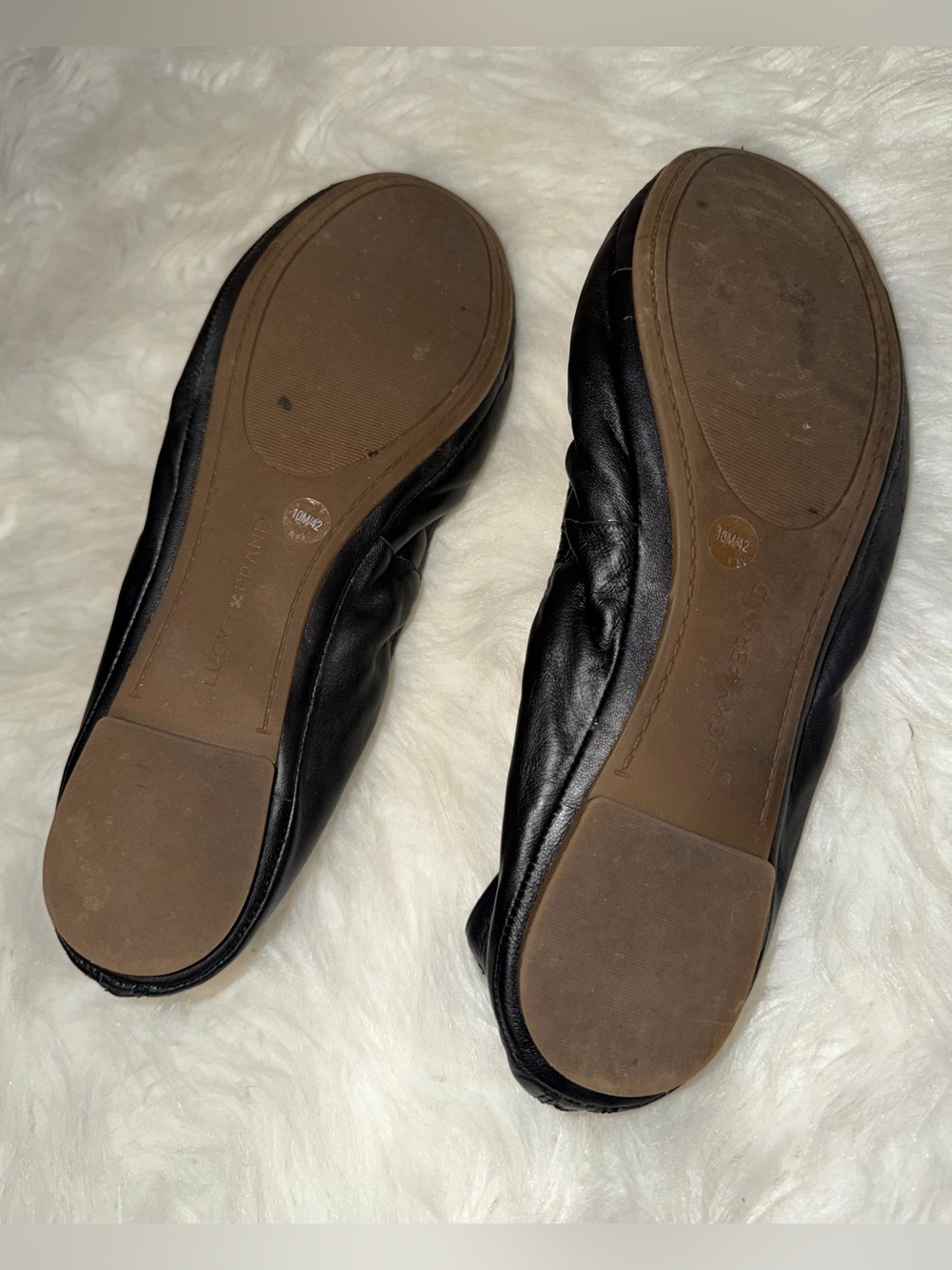 Lucky Brand Black Leather Round-Toe Ballet Flats - Picture 4 of 4